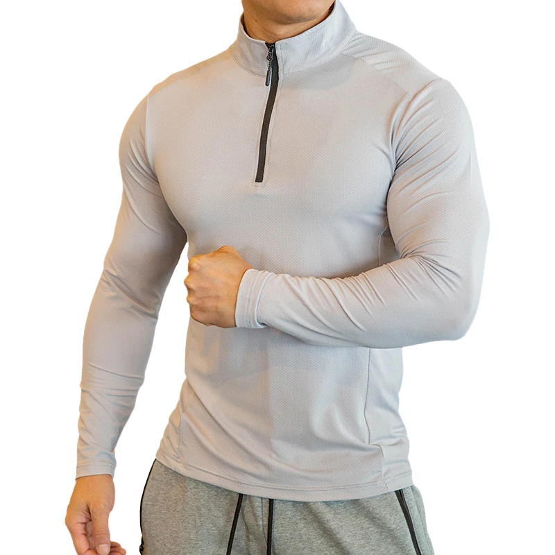 

Mens new arrival quick dry golf gym Sport Shirts Athletic Long Sleeve Tops 1/4 Quarter Zip Pullover half zip sweater, Customized colors