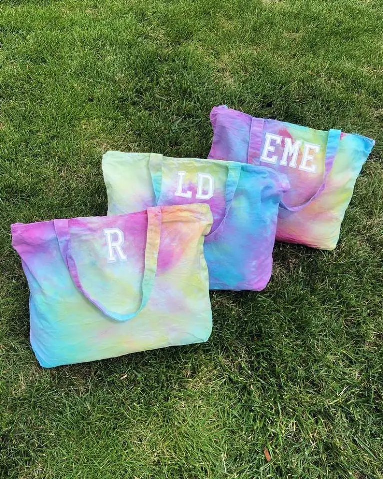 

Monogrammed Girl Colorful Overnight Tie Dye Tote, As picture