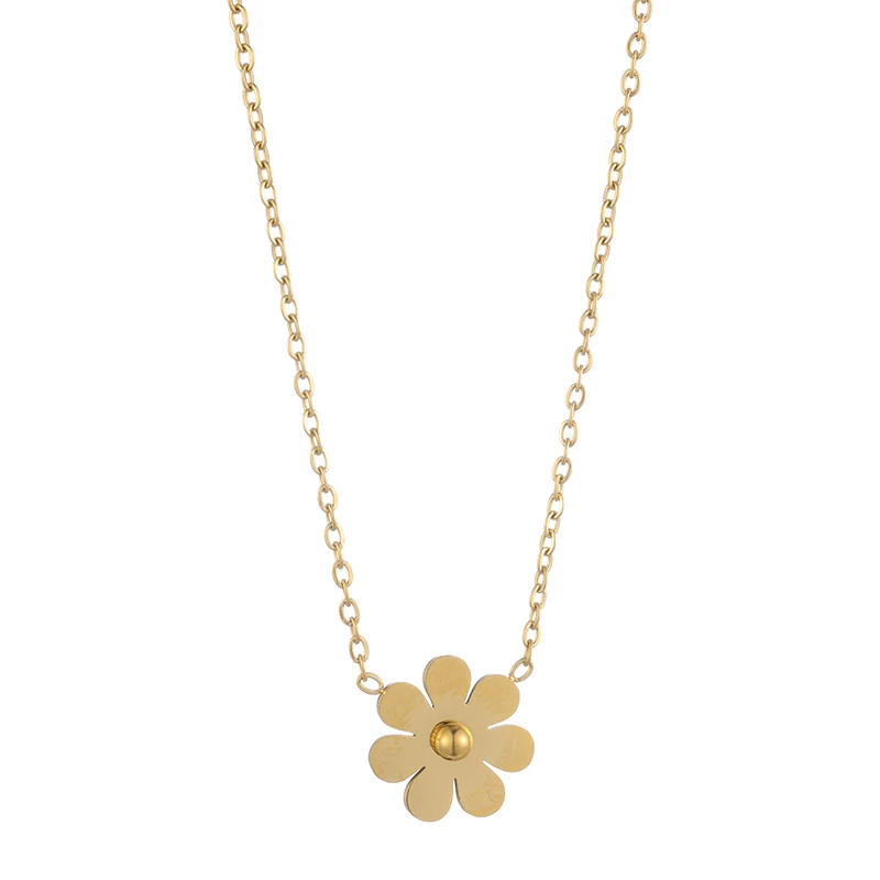 

gold flowers necklaces 18k stainless steel gold plated flower pendant fashion jewelry necklaces