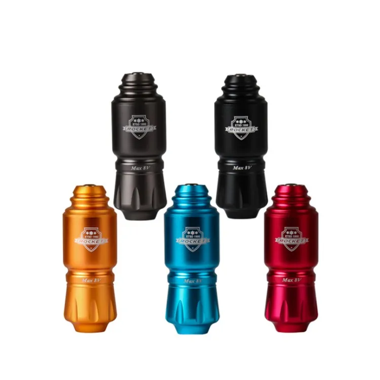 

custom logo RCA Connector Cartridge Rotary Tattoo Machine Wireless Tattoo Machine Pen Professional Short Rocket Tattoo Pen, Black+red+blue+orange+grey