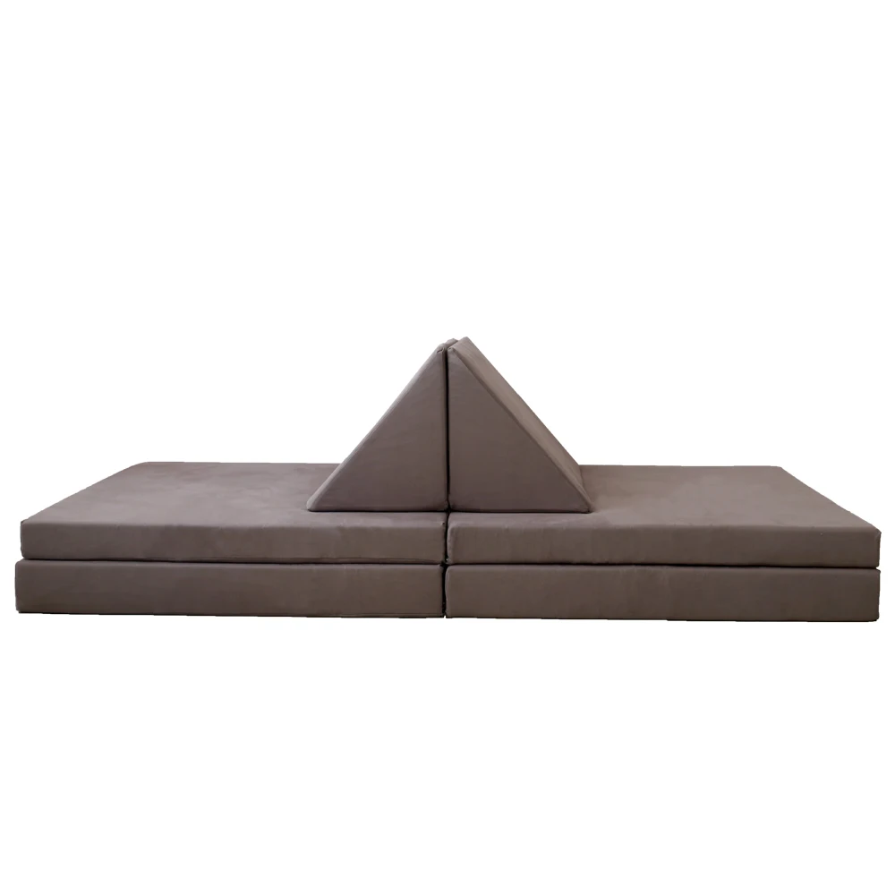 
Removable Plush Cover Gray Kids Play Gaming Tri-Fold Foam Nugget Couch 