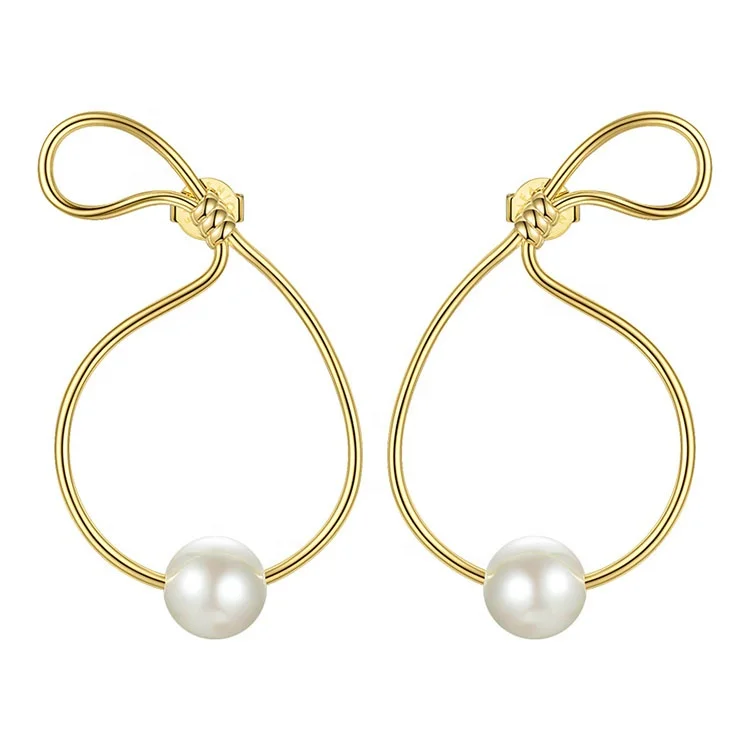 

2020 18K Gold Plated Environmental Brass Pearl Drop Earrings The restrained elegant soul E191128