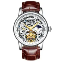 

Factory OEM Brand Logo Skeleton Tourbillon Automatic Mechanical Watch Genuine Leather Men Watches