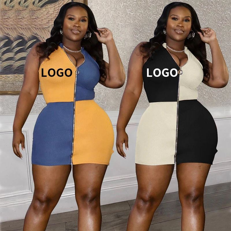 

Pupular famale clothing patchwork zipper forward designer dresses plus size big girl career dresses maxi dress