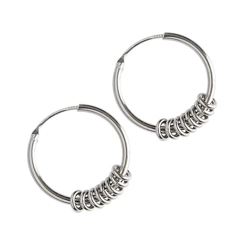 

FSE56 fashion hoop earrings with circles charms 925 sterling silver earring