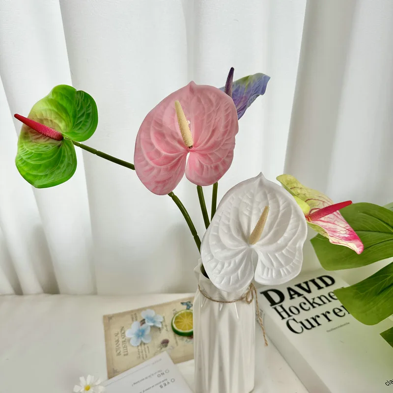 

Factory Wholesale Faux Anthurium Real Touch Faux Anthurium Artificial Flowers Plant Other Wedding Decorations