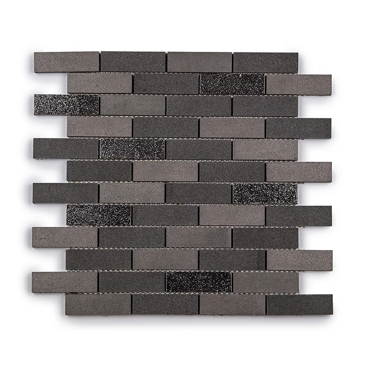 Moonight Modern Design Electroplate Andesite Strip Marble  Mosaic Tile for Wall