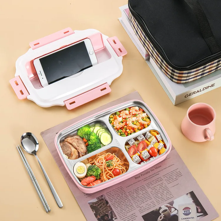 

Container Food Dining Tables Plastic Stainless Steel for Car and Office Home Portable Hot Water Lunch Box, Blue/pink/custom