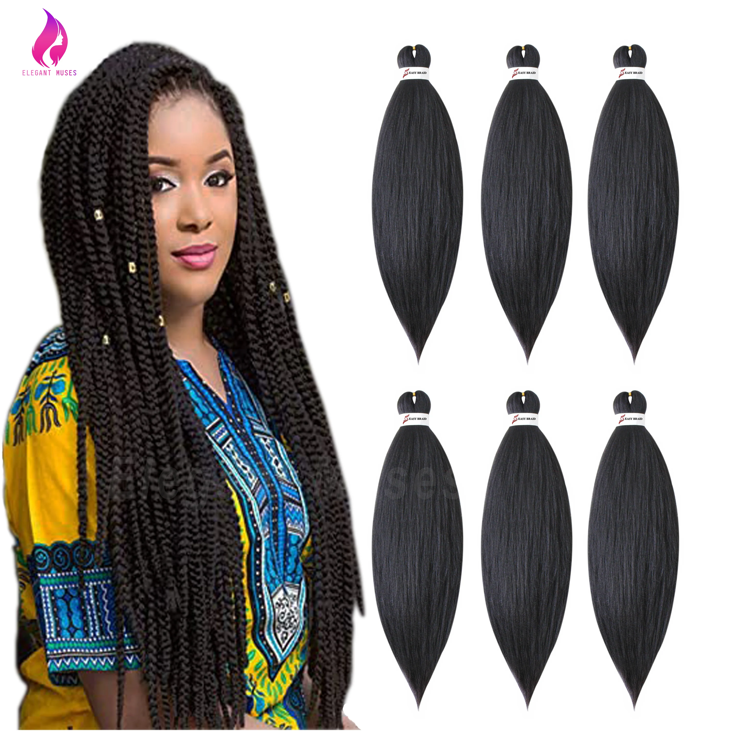 

wholesale supplies yaki braids for african ombre pre stretched crochet synthetic braiding hair extension, Pure color, ombre color