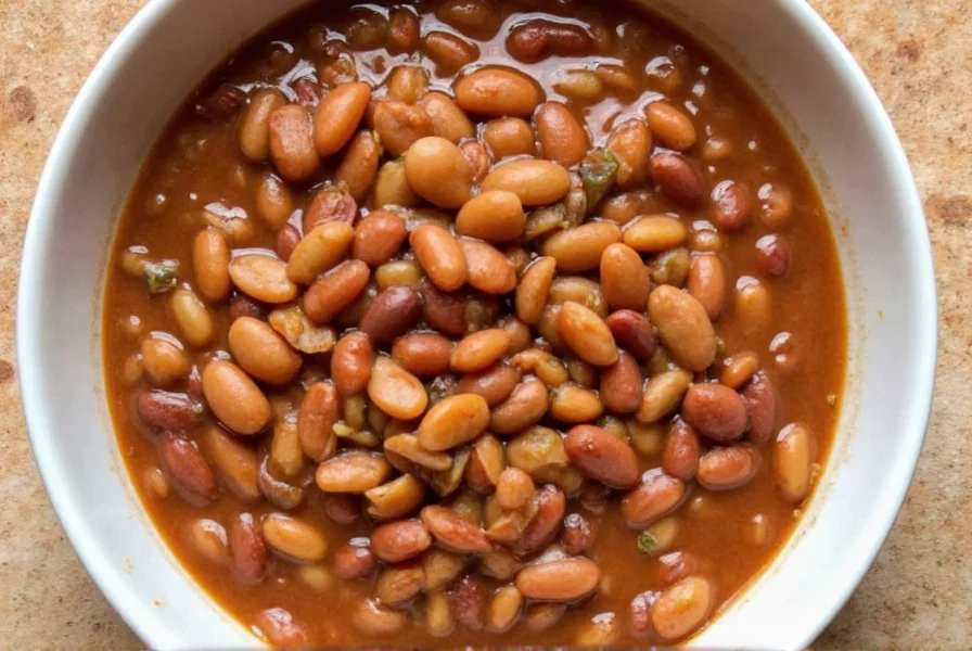 Cooking borracho beans on stovetop