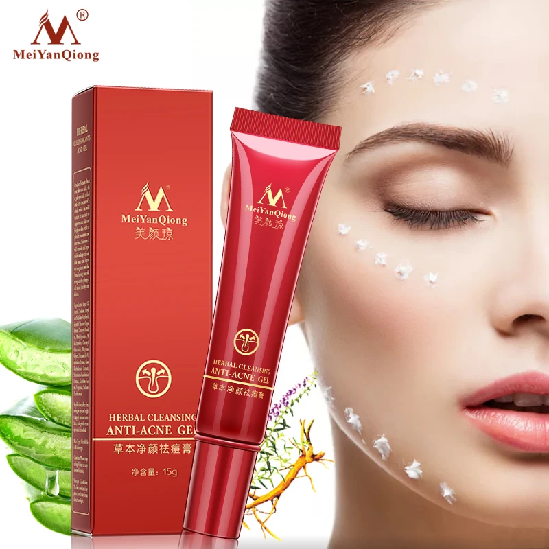 

MYQ herbal cleansing acne cream improves acne skin roughness dullness brighten skin tone repair nourish and moisturize15g, Milk white