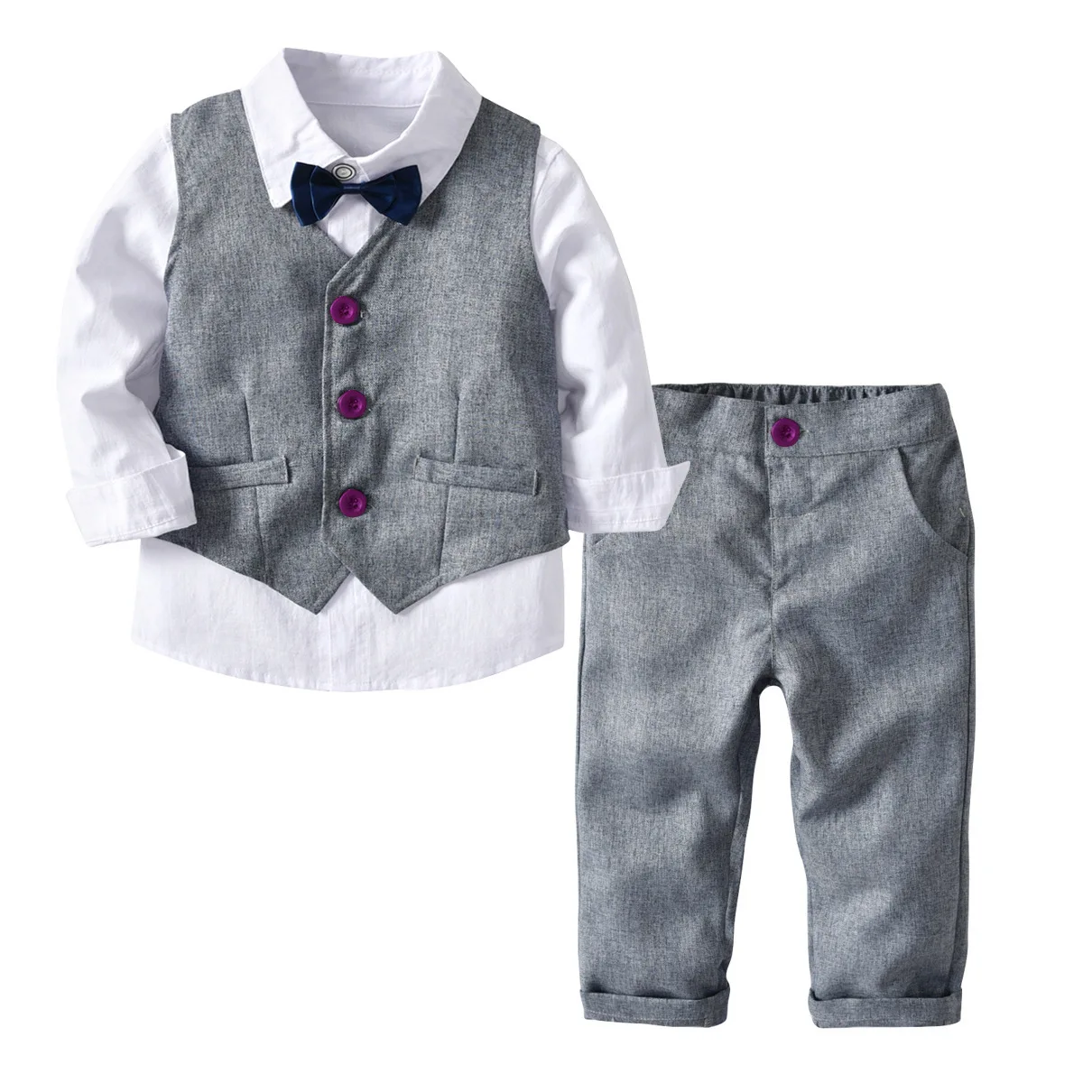 

2-7 Years Little Boy Gentleman Dress Shirt Formal Tuxedo Outfit Kids Boys Suits Sets