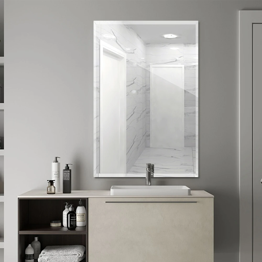 

Good Durable Material Transparent Frameless Right Angle Glass Hanging Mirror