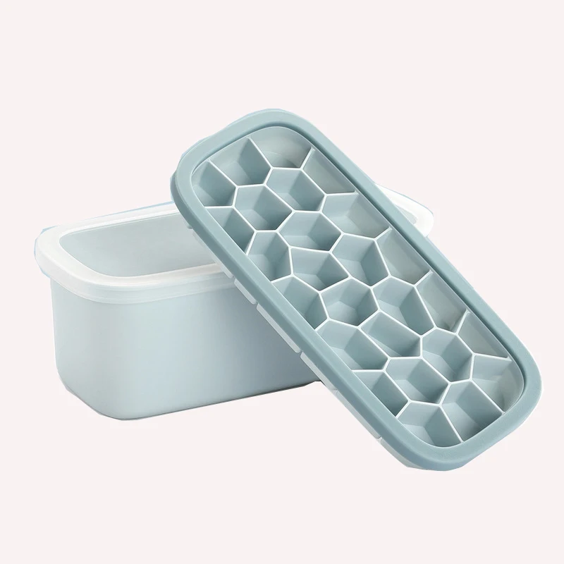 

Ice Tray Summer Silicone Double Layer Honeycomb Food Grade Mold Maker Silicon Bottom Ice Cube Storage Container Box With Lid