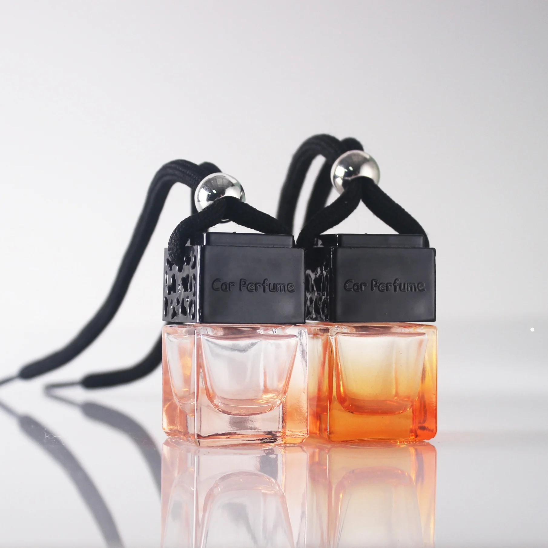 

6ml New Colors Essential Oil Orange Bottle Black Cap Cube Empty Car Perfume Bottle Square Volatile Perfume Diffuser Glass Bottle