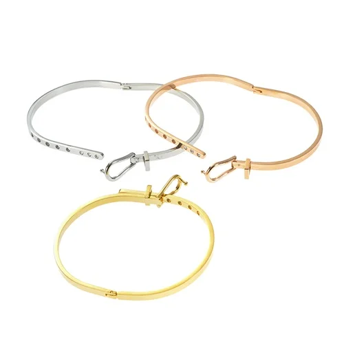 

Hot selling fashion high quality stainless steel bangle bracelet with gemstones