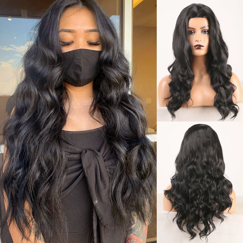 

New Heat Resistant Fiber Lace Wig For Black Women Top Quality Kinky Curly Synthetic Wigs, 1b