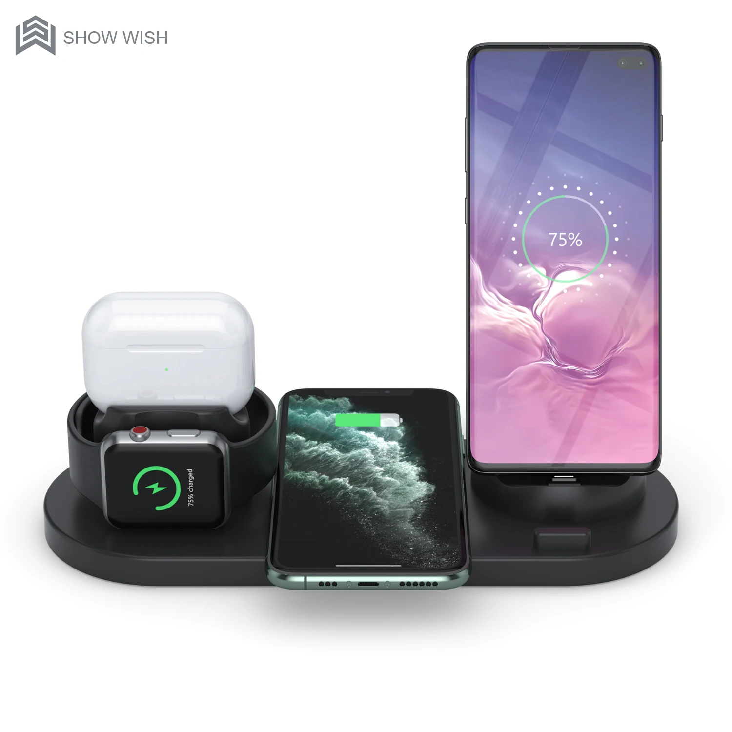 

New arrivals 2021 2021 smartwatch wireless charging 6 in 1 fast magnetic charging wireless pad clock smart watch wireless charging receiver