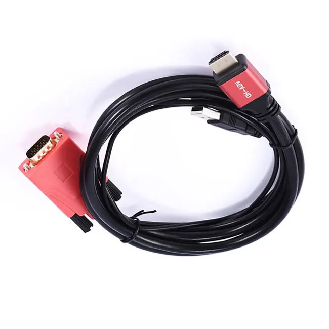 

High Quality 8m VGA to HDTV Male Cable with Audio USB Plug Adapter VGA to HD-MI Cable