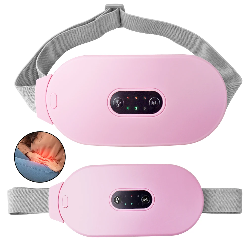 

USB Rechargeable Women Pain Relief Battery Operated Cramp Menstrual Period Belt Heating Pad Period Pain With Massager