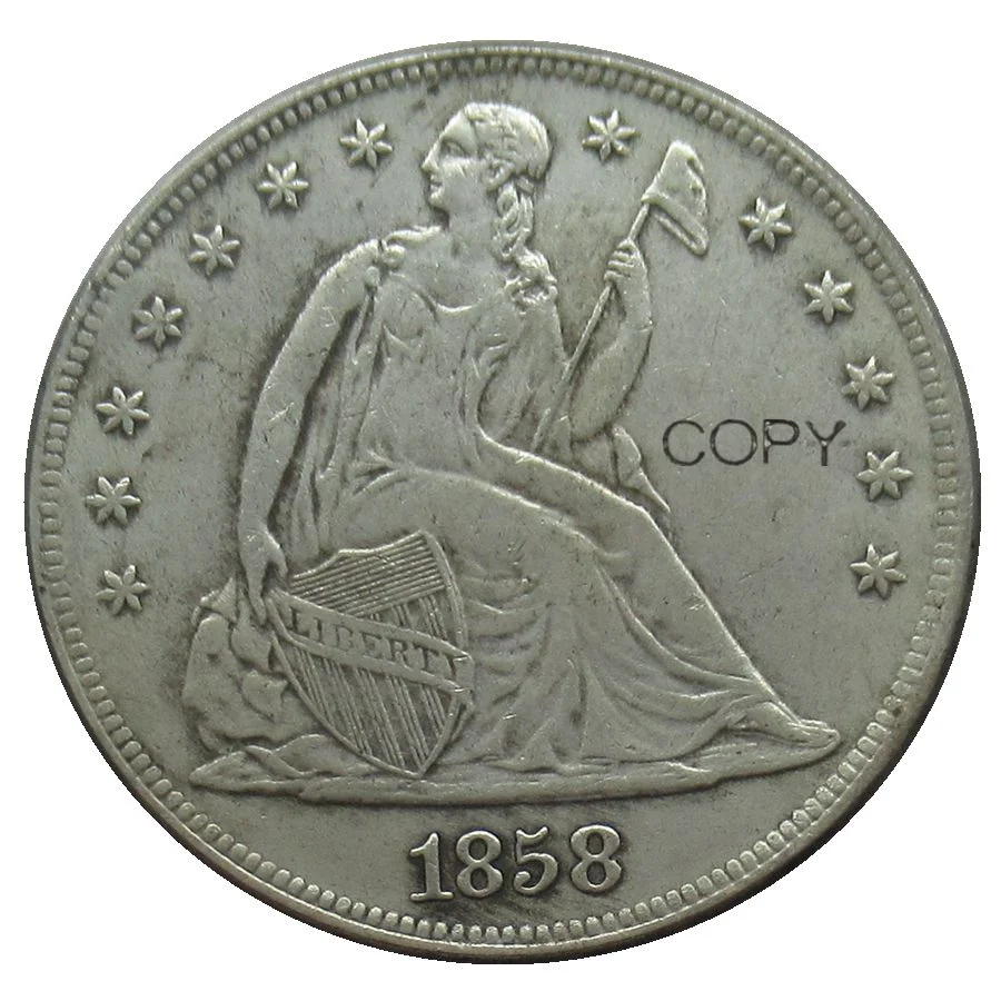 

US 1858 Seated Liberty Dollar Silver Plated Replica Decorative Commemorative Coins