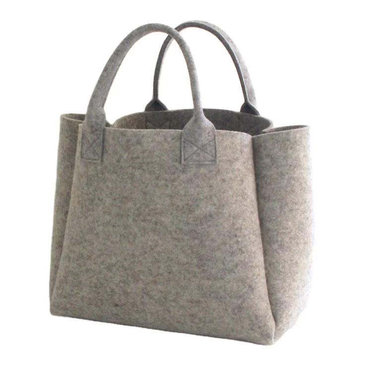 

High Quality Large Capacity Women Shopping Handbag Sundries Organizer Felt Travelling Tote Bag, Grey or customized