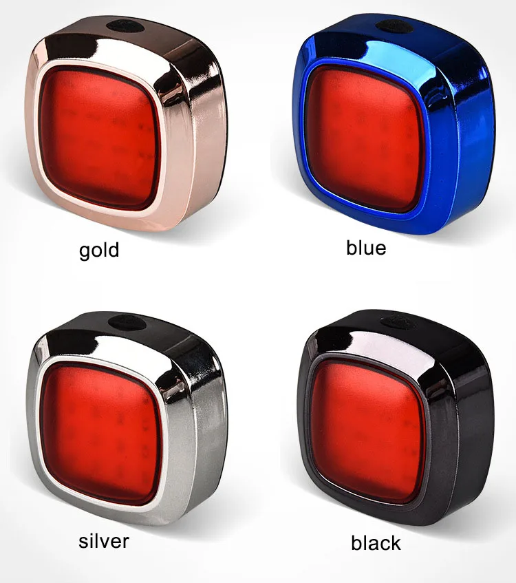 

New Smart Sensor Bike Taillights Brake Lights USB Charging Bike Lights Night Riding Accessories Bicycle Rear Light Battery, Blue/black/gold/silver