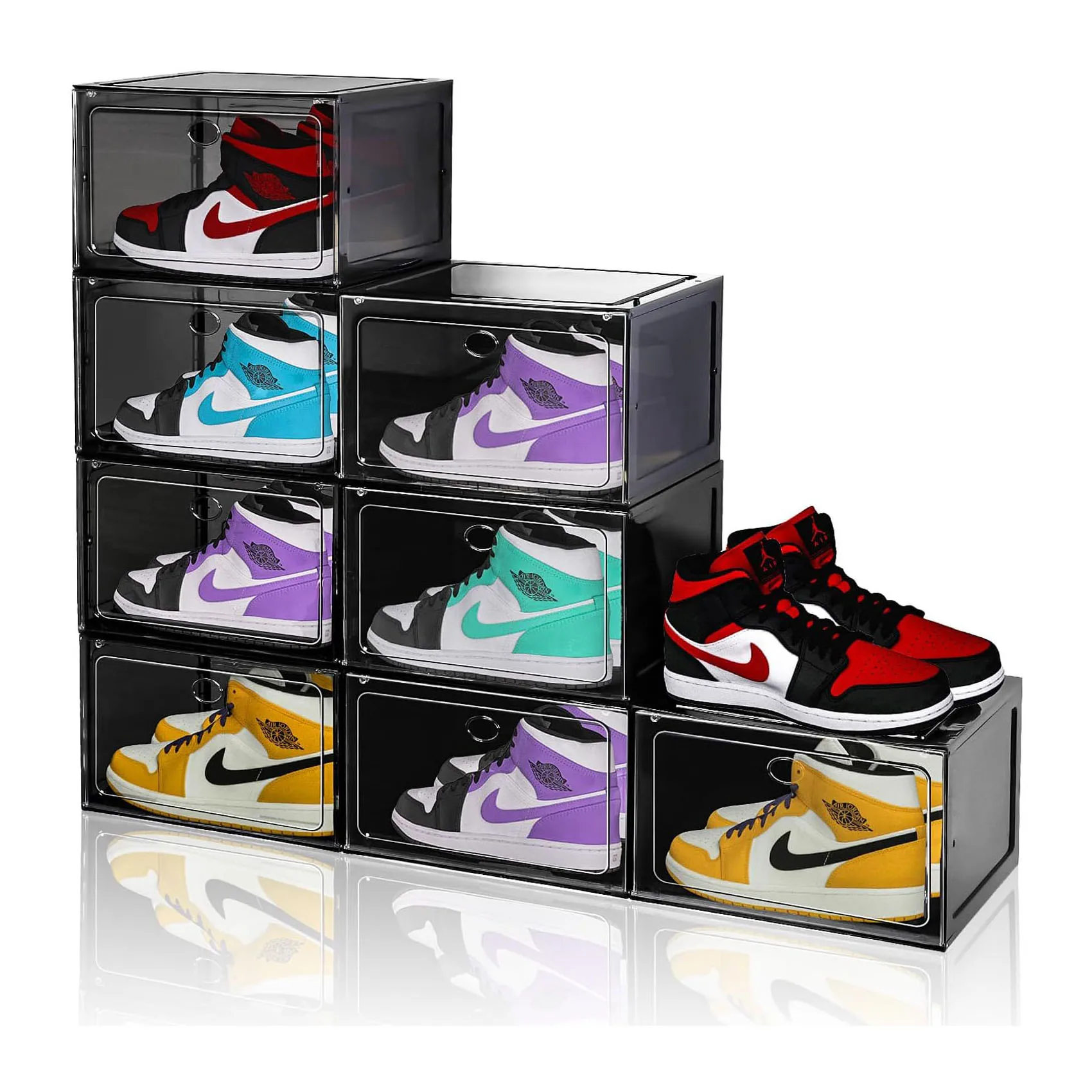 Large Foldable PP Plastic Rectangle Shoe Storage Box Save Space Home Use