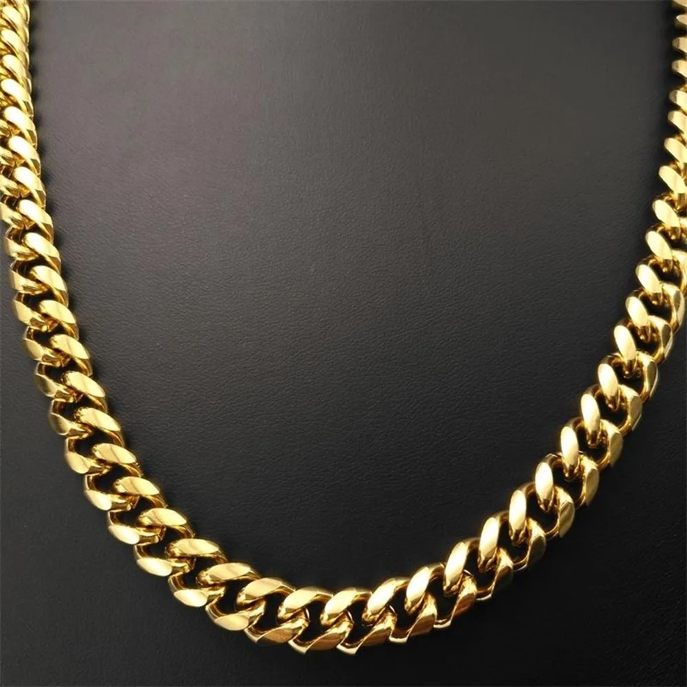 

Ahappy Cuban Chain/Snake Chain18K Gold fiiled Chain Necklace for Men Women, Width 9mm; 50-70cm Length
