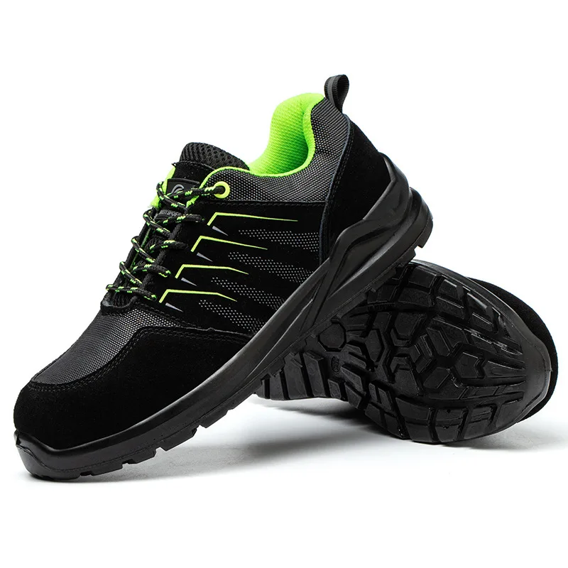 

Breathable Industrial Outdoor Protective Shoes Women Lightweight Working Safety Shoes Work Boot Steel Toe Men safety Shoes, Green