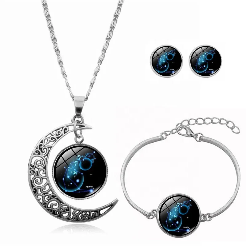 

Amazon Wish hot sale fashion jewelry sets jewellery constellation star sign necklaces for woman necklace 2021 SUNRAIN, As the picture show