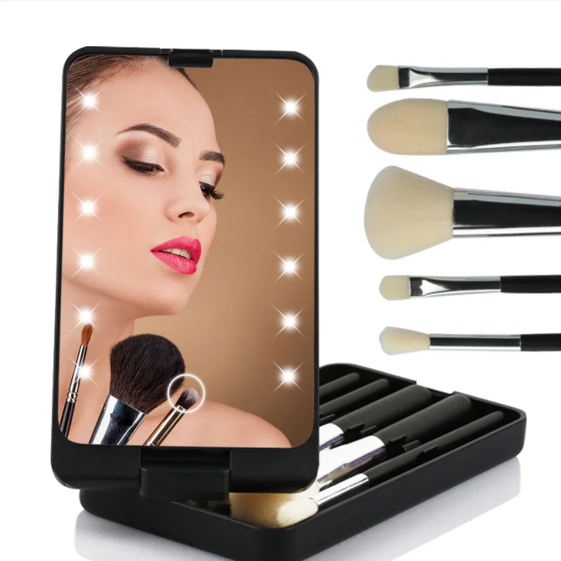 

12 Pcs LED Battery Powered 360 Degree Rotation Led Light Makeup Brush Mirror