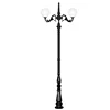 Three White Globes Outdoor Posts Street Decorative Lighting For Sale