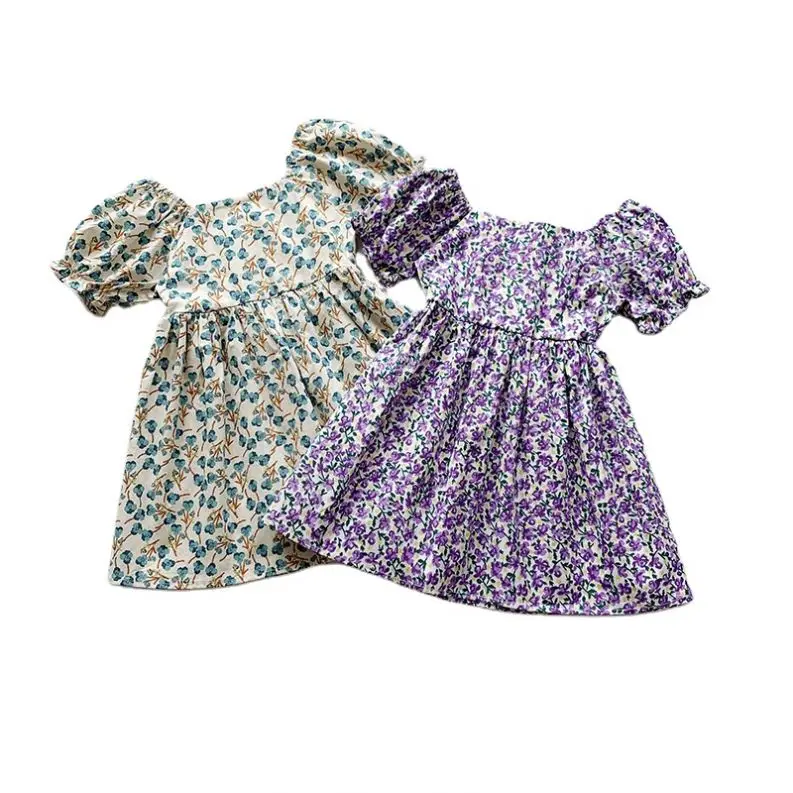 

New 2021 kids floral skirt girls' casual dress children cotton dresses, As picture