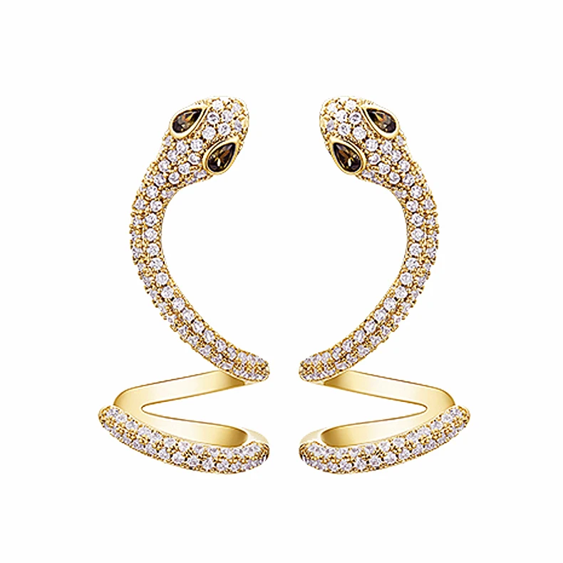 

Charare steeling silver snake 18K gold plated earring accessories, Golden