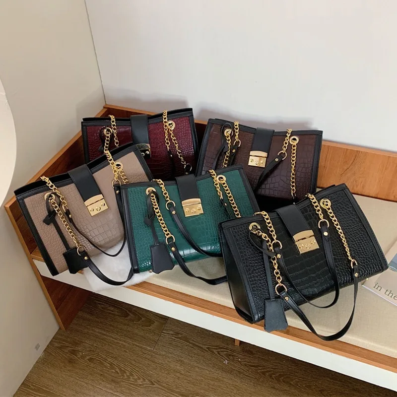 

2021 fashion Bags hot sell ladies pu leather large tote bag shoulder handbag elegant trendy purses and handbags sac a main Bolso, 5 colors as shown