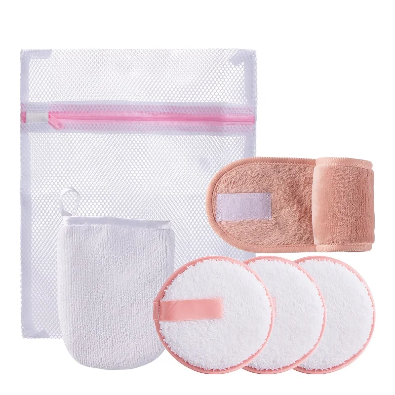 

Holiday Gift Set Eco Friendly Washable Reusable Microfiber Facial Makeup Remover Pads Wash Cloths Towels With Laundry Bag