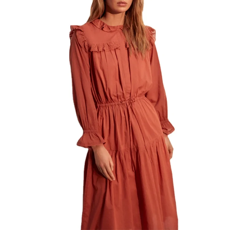 

Hot Selling Flare Hem Dresses for Women Trendy Crepe Fabric Knee Length Cute Dress for Ladies, Customized color
