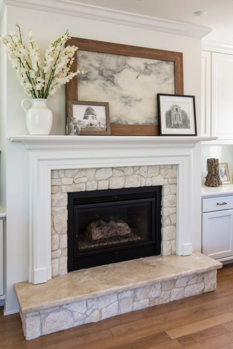 Painting a stone fireplace step by step