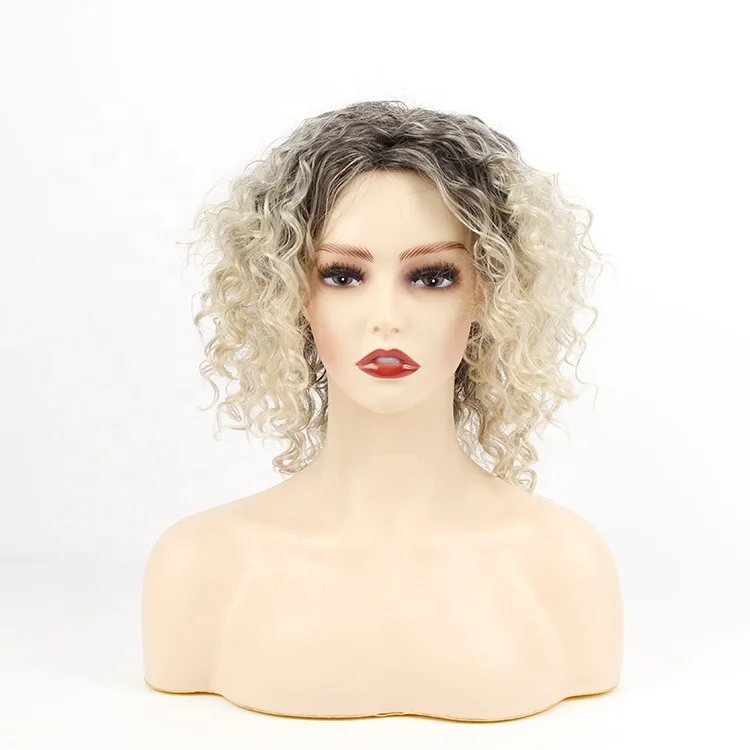 

Ebay Hot Sale African Heat Resistant Black Women Short Curly Blonde Daily Afro Kinky Hair Bulk Synthetic Wigs