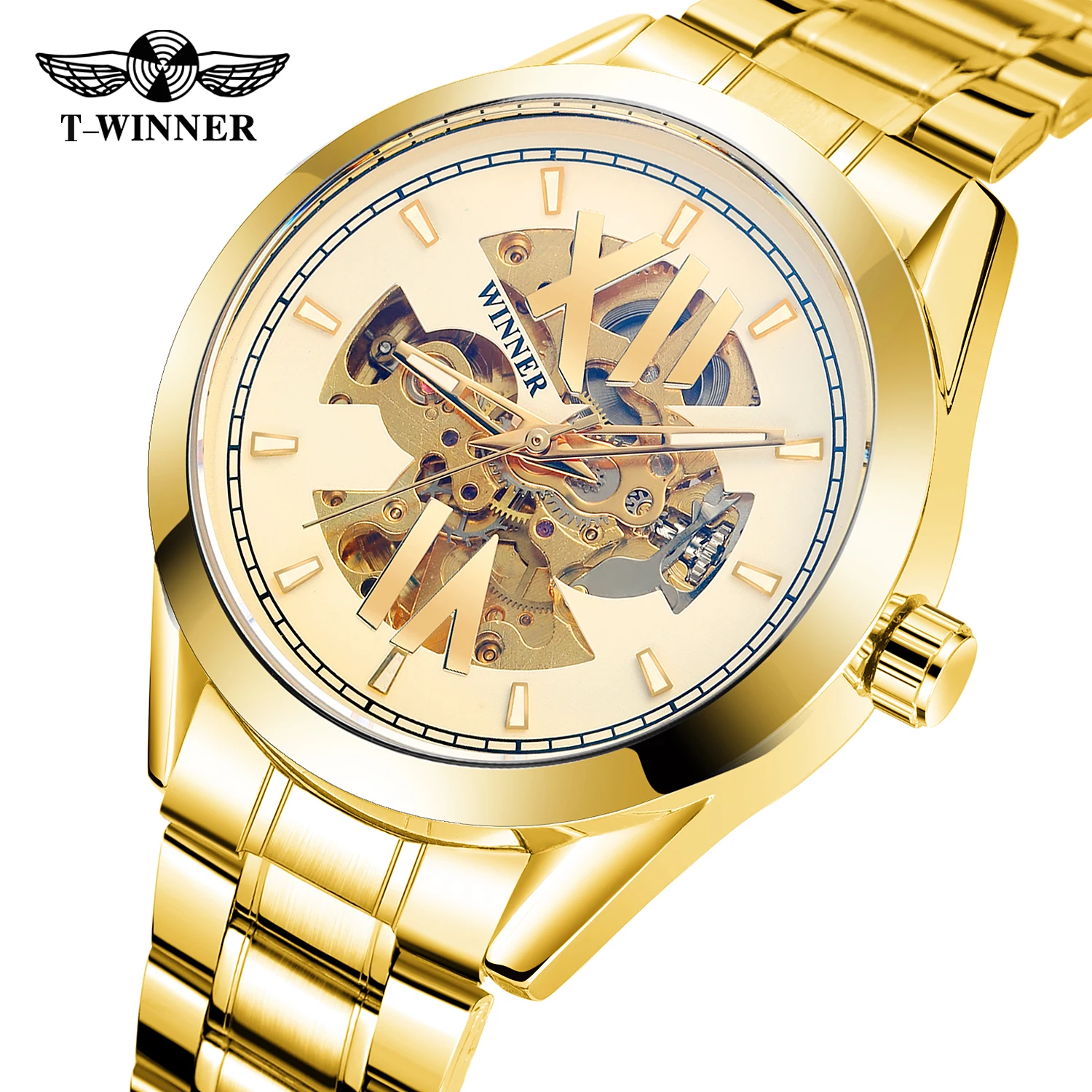 

2021 China factory golden skeleton watch mechanical watch for watches men wrist luxury