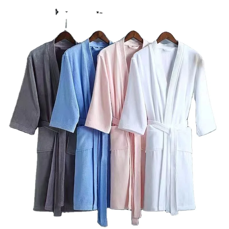 

Drops Custom Unisex Embroidered Basic Plain White Shawl Collar Velour Bath Robe Soft 100% Cotton Bathrobe for Hotel and Spa, As pics