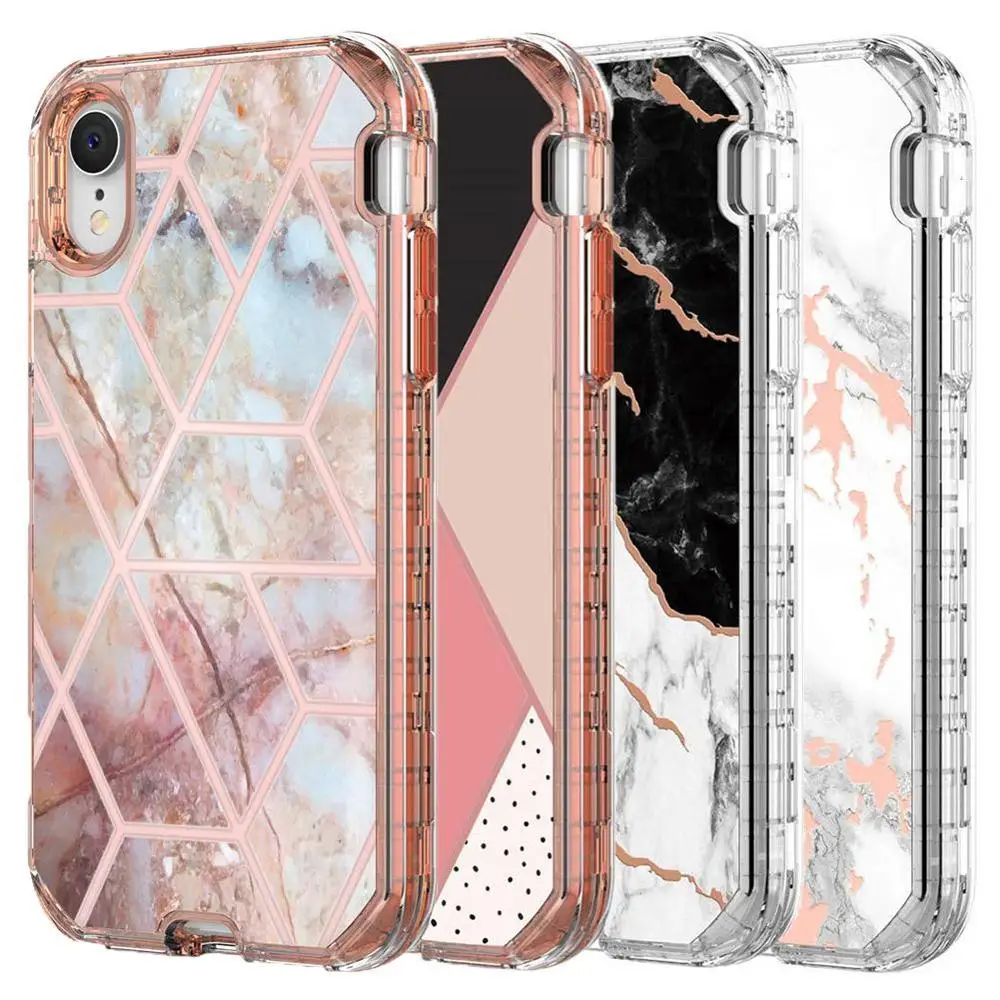 

For iPhone 12 Pro Max Case Shockproof 3 In 1 Hybrid TPU PC Marble Flower Phone Case For iPhone 11 Pro XS Max XR 8P Phone Cover