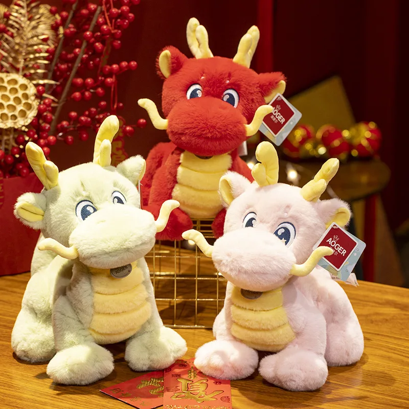 

2024 Chinese Red Dragon 30cm Cute kids Soft Toys Stuffed Animals Dragon Plush Toy