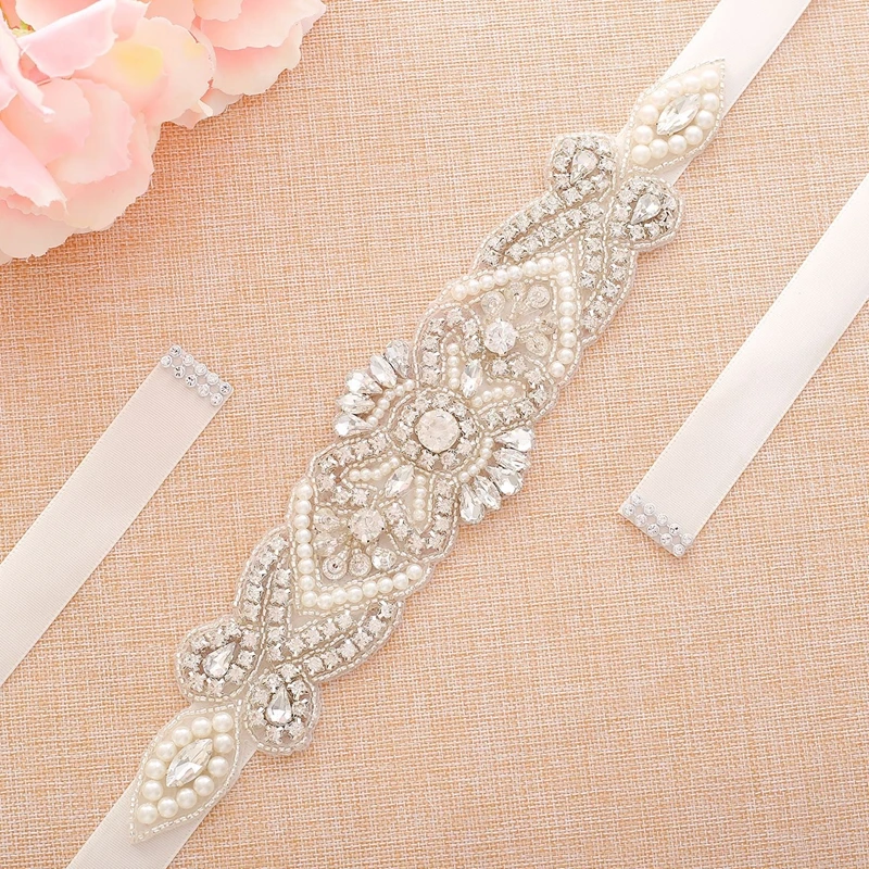 

Hot repair best-selling new luxury crystal rhinestone lace custom applique Sash Belt for Form Bridal Wedding Dress