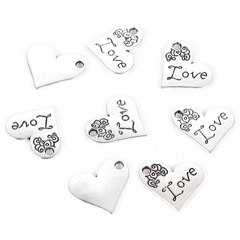 

DIY alloy letter with words heart pendant charms Vintage Silver Love Heart pendant accessories DIY Jewelry Accessories