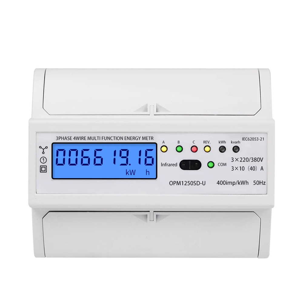 

Open Electric 3 Phase 4 Wire Electric Digital Kwh Energy Meter LCD Three Four Wire DIN-Rail KWh Meter 230V/400V