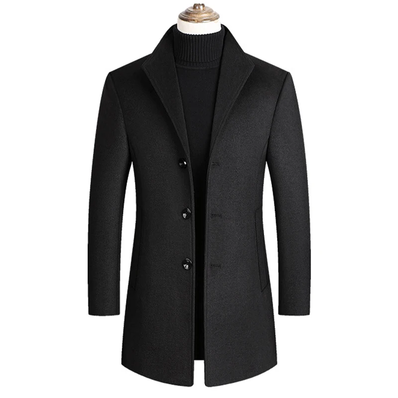 

Stylish Men Winter Wool Overcoat Single Breasted Coat Men Coat Winter