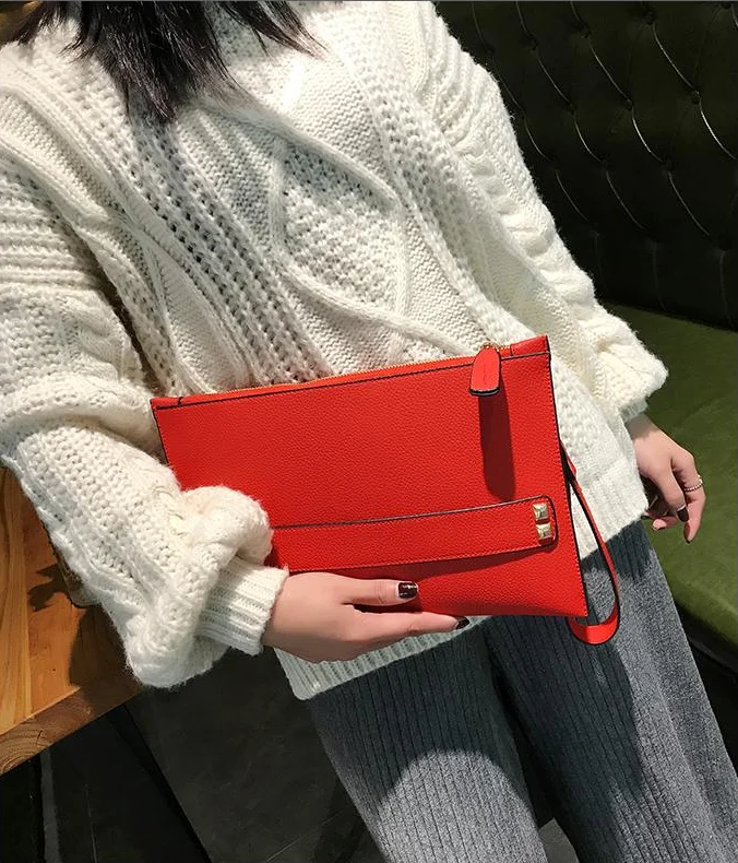 

Casual Solid Color Envelope Bag 2021 New Arrivals Fashion Lady Elegant Wrist Bag Handbag For traveling Shopping