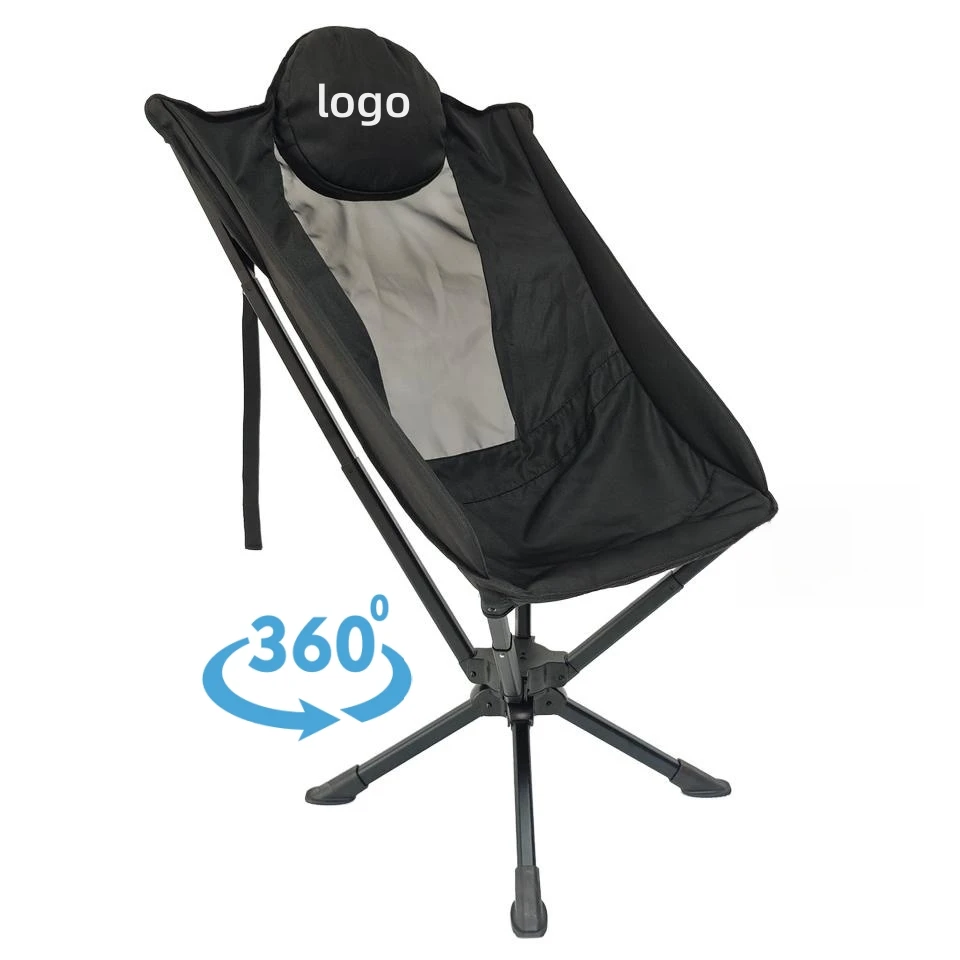 Lightweight Portable Metal Camping Chair 360 Degree Swivel Rotating Folding Chair for Garden Beach RV Outdoor Furnitures